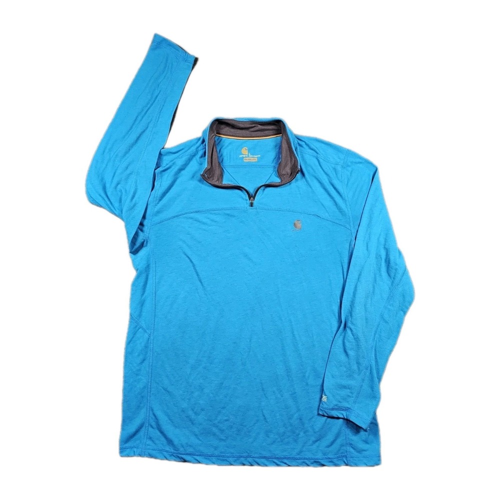 Carhartt Force Extremes‎ 1/4 Zip Pullover L Blue Relaxed Fit 102051 37.5 Tech